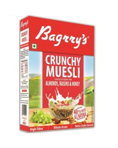 BAGRRYS CRUNCHY MUESLI ALMONDS RAISINS & HONEY 500GM