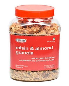 EXPRESS FOOD RAISIN & ALMOND GRANOLA JAR 1KG