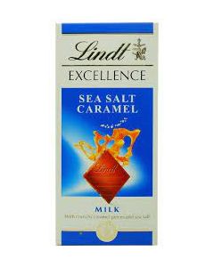 LINDT EXCELLENCE SEA SALT CARAMEL MILK CHOCOLATE 100GM
