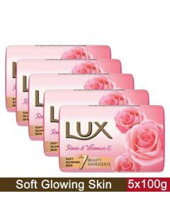 LUX SOFT GLOW SOAP ROSE & VITAMIN E 5X100G