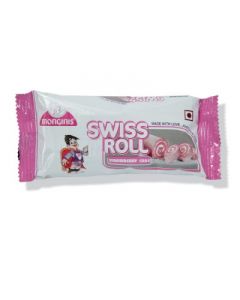 MONGINIS SWISS ROLL STRAWBERRY CAKE 100GM