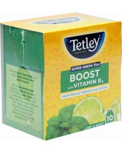TETLEY SUPER GREEN TEA BOOST LIME & MINT 10BAGS